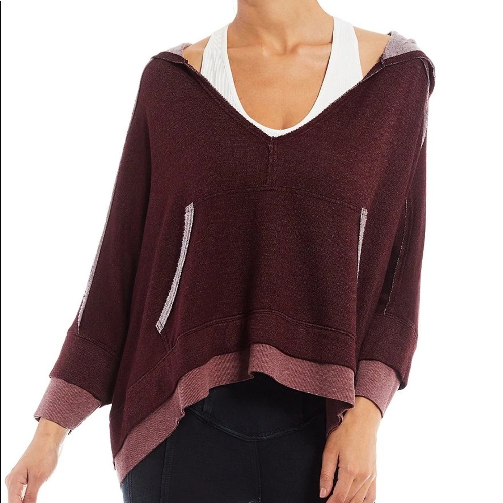FREE PEOPLE MOVEMENT BURGANDY BONFIRE HOODIE